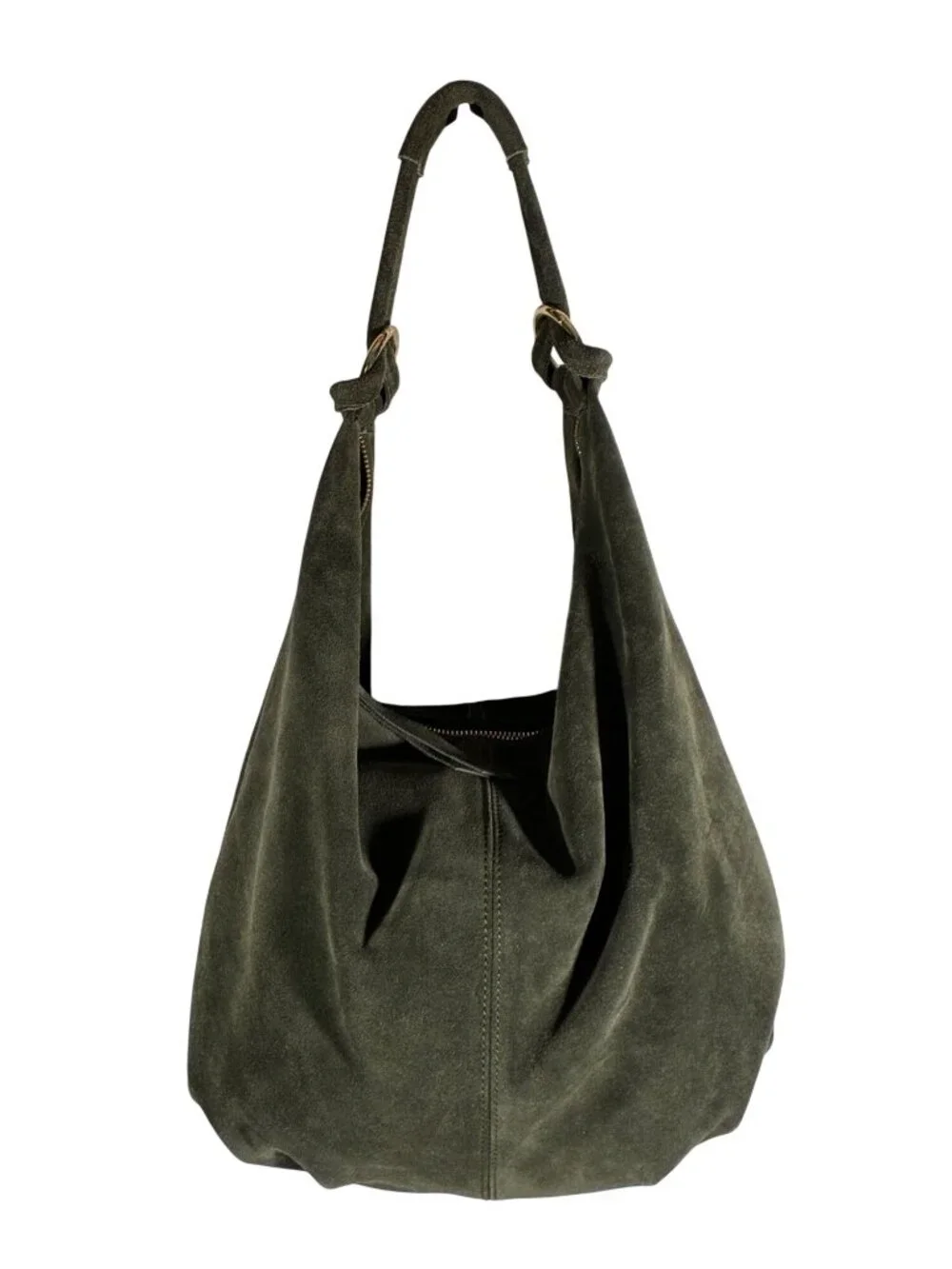 Marlon Forest Green Suede Hobo Shoulder Bag Genuine Leather Made In Italy luxury